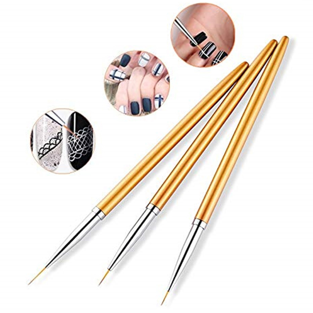 3 Buah Kuas Striping Seni Kuku - Detailing Brush Set ulasan dan harga