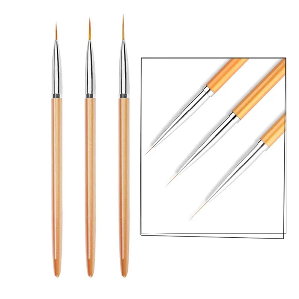 3 Buah Kuas Striping Seni Kuku - Detailing Brush Set ulasan dan harga