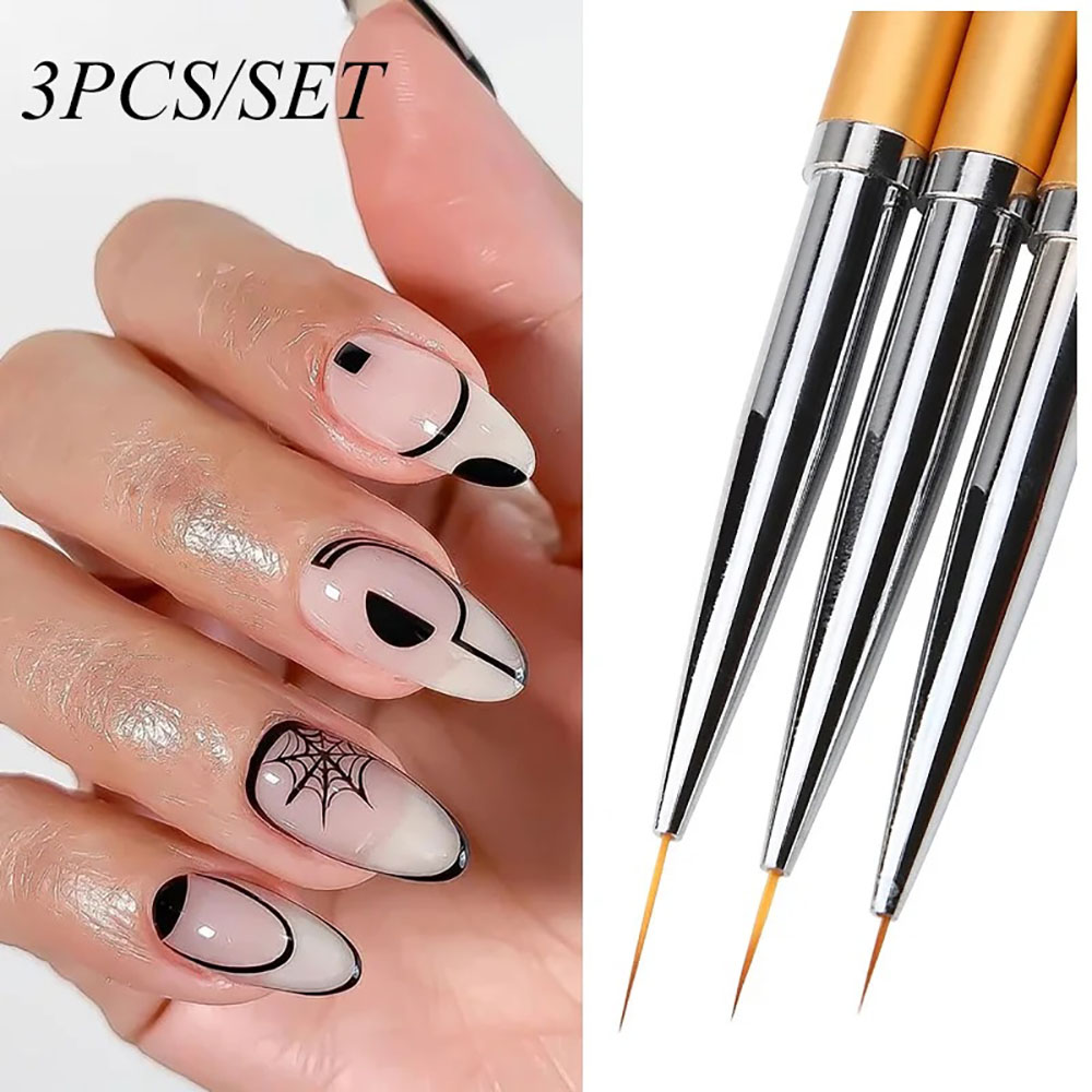 3 Buah Kuas Striping Seni Kuku - Detailing Brush Set ulasan dan harga
